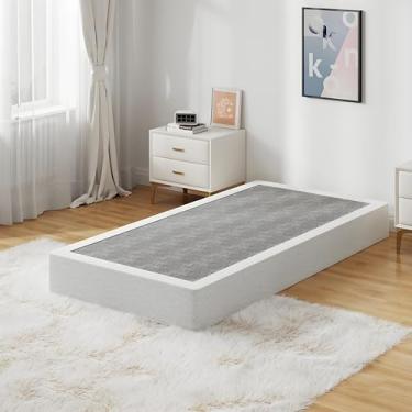Imagem de Snaye Estrutura de cama de solteiro de 22 cm com bordas arredondadas, base de colchão de plataforma de metal de perfil baixo com suporte de ripas de aço resistente, sem necessidade de mola de