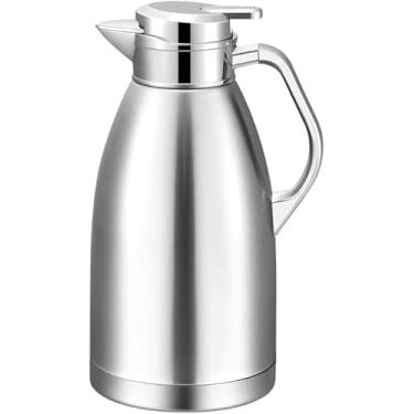 Imagem de Garrafa Térmica Alemã em Aço Inoxidável, 2 Litros, Parede com Isolamento Duplo para Bebidas Quentes e Frias, Prata