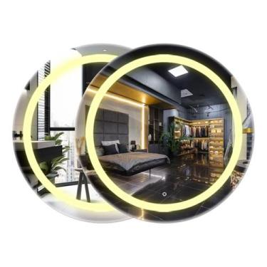 Imagem de Kit 2 Espelhos Redondos Com Led Jateado 90x90 Cm Luxo - Espelho Top, N