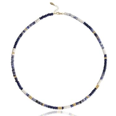 Imagem de Colares de contas coloridas para mulheres, colar gargantilha de pedra natural de aço inoxidável com pedras preciosas, colares boêmios, joias de praia para mulheres, presente para meninas, amigas