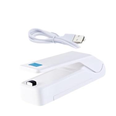 Imagem de Milageto Selador de bolsa pequena selador de aquecimento com cortador elétrico para lanches Máquina de vedação de bolsa de vácuo de casas USB recarregável para