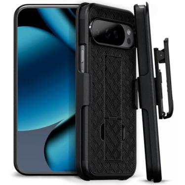 Imagem de MOTIVE Capa para Google Pixel 10 Pro XL com clipe de cinto, capa protetora fina (2 mm), coldre de rotação de 360°, resistente, suporte, PC Pixel Pro XL de grau militar de 6,9 polegadas | Preto