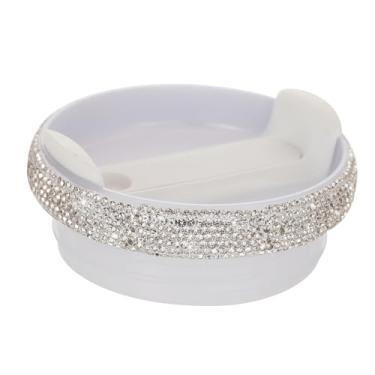 Imagem de Tampa de copo de substituição de 1,134 g para Stanley Cup Bling Tampas de copo de substituição compatíveis com Stanley Quencher 2.0 Cup Top Covers Acessórios para mulheres (Branco)
