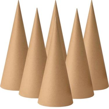 Imagem de 6 peças de cones de papel machê fundo aberto 35 x 12,7 cm, cones de papelão extra grossos para artesanato cones de papel para gnomos de Natal, árvore de Natal, projetos e decorações DIY