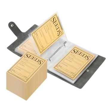 Imagem de SiaBiced Organizador de armazenamento de jardim, fichário, suporte de jardim, livro, 50 bolsos com 50 pequenos envelopes resseláveis para artesanato, selos, Preto