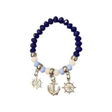 Imagem de Pulseira Marinheiro Timão E Âncora Azul Cristal E Silicone