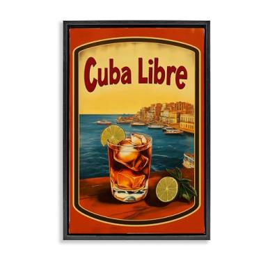 Imagem de Stupell Industries Cuba Libre Vintage Cocktail Preto Emoldurado Tela Flutuante Design de Arte de Parede por Andreas Magnusson, 25 x 17