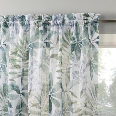 Imagem de No. 918 Felicity Folhagem Print Painel de cortina de voile transparente esmagado, branco, 129,5 cm L x 213,4 cm C (1 painel)