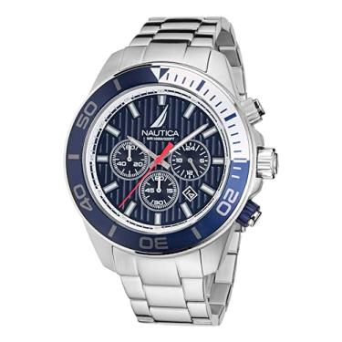 Imagem de Nautica Relógio masculino NAPNOF303 One com pulseira de aço inoxidável reciclado, Prata