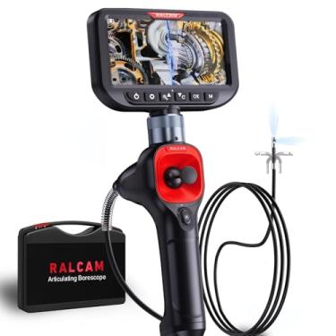 Imagem de Ralcam Boroscópio articulado de 360°, lente dupla, 12 cm, Joystick 4-Way Industrial Endoscópio com luz, sonda fina de 0,6 cm, câmera de inspeção flexível para mecânica automotiva