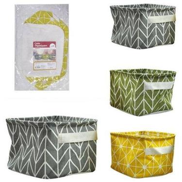 Imagem de Cesto Organizador De Tecido Multiuso Com Alca Amarelo