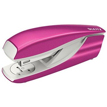 Imagem de Leitz Grampeador, capacidade para 30 folhas, corpo de metal ergonômico, inclui grampos, faixa Wow, 55022023 - rosa metálico