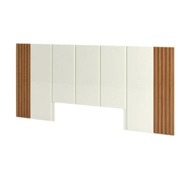 Imagem de Cabeceira Queen 270cm Ripada Off White/Freijó - Dalla Costa