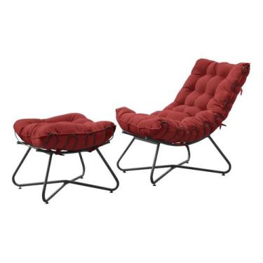 Imagem de Poltrona Com Puff Costela Aramada Eva Preta Verm - F Pnedo Store