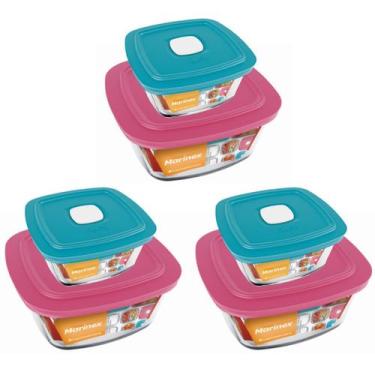 Imagem de Jogo 6 Potes Quadrado Vidro Temperado 1L 2L Nadir Marinex