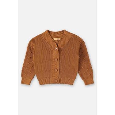 Imagem de Casaco em Tricô Infantil para Meninas Up Baby, Marrom, 4