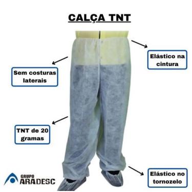 Imagem de Calça Hospitalar Descartável Em Tnt Branco 25 Gramas 10 Un - Aradesc