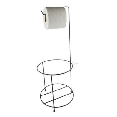 Imagem de Suporte Porta Papel Higiênico Aramado Grande Preto Para Lixeira Chão B