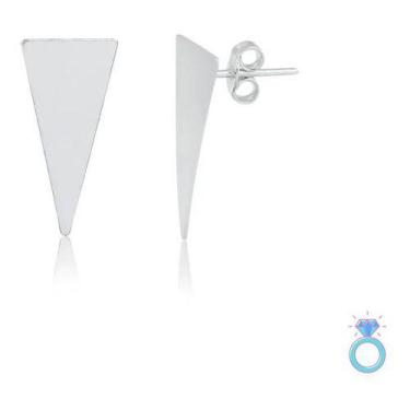 Imagem de Brinco De Prata Feminino Triangulo Liso Legitimo 925 2cm - Isa Roncari