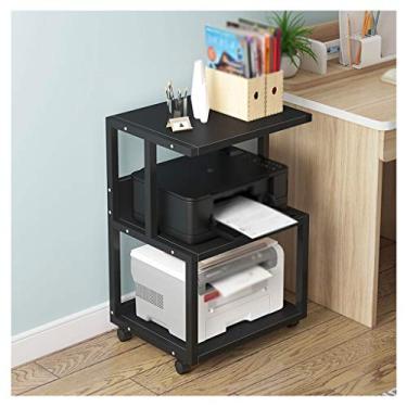Imagem de Suporte de impressora para mesa móvel multifuncional suporte de impressora de metal moldura fixa de 3 camadas suporte de máquina de fax de chão para escritório copiadora scanner prateleira impressora