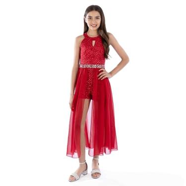 Imagem de Speechless Vestido longo de gola alta para meninas, Radiância vermelha, 12