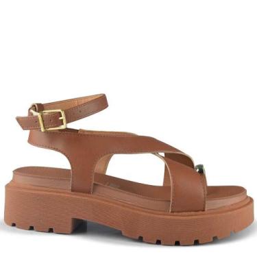 Imagem de Sandália Flatform Vizzano Feminina Tratorada 6499.122, 37, Marrom