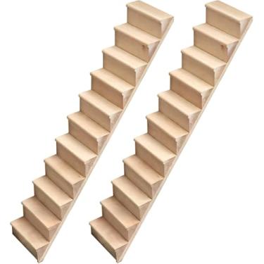 Imagem de Conjunto De 2 Escadas Miniatura De Madeira, Escadas Não Pintadas Em Escala 1:12, Modelos De Artesanato Diy Para Decoração De Casa De Bonecas E Construção De Móveis