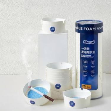 Imagem de Cinzeiros descartáveis com grânulos absorventes, pacote com 25 – Ecológicos, espessos e duráveis, portáteis para uso interno e externo