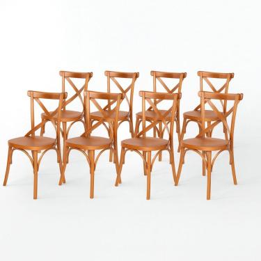 Imagem de Kit 8 Cadeiras Madeira Sala de Estar Gourmet Katrina Paris Amendoa