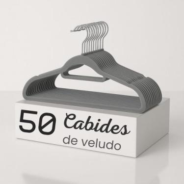 Imagem de Kit 50 Cabides Veludo para Roupas Antideslizante Giratório - Brinq Lar