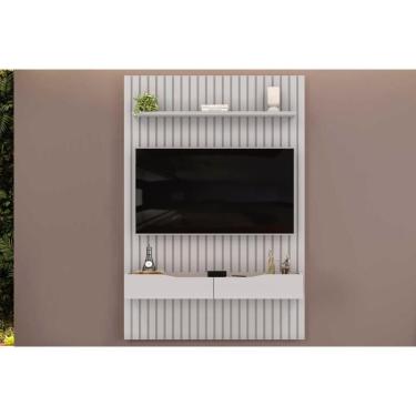 Imagem de Rack Bancada C/ Painel P/ Tv Até 55 Pol Pratic Ripado 2 Gavetas 143x240cm Bali - Dj Móveis