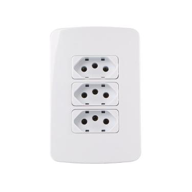 Imagem de Tomada Tripla Margirius B3 2p+t 20a Com Placa 4x2 Branca