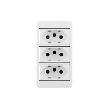 Imagem de Placa Para Condulete Caixa 3/4" Com Tomada Tripla Margirius Sleek 2p+t 20a Branca Branco