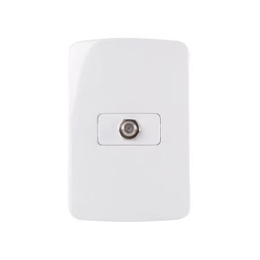 Imagem de Tomada Antena De Tv Margirius B3 Para Cabo Coaxial Com Placa 4x2 Branca