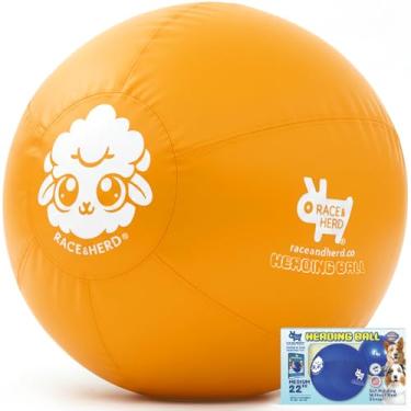 Imagem de Race&Herd Bola de pastoreio original de 56 cm para cães - brinquedo de treinamento para pastor australiano, cães bovinos, Border Collie, salto azul - bola de cavalo (amarelo)