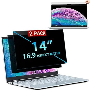 Imagem de 2 pacotes de filtro de privacidade para laptop 16:9 de 14 polegadas - Escudo de privacidade para monitor de computador e protetor de luz azul antirreflexo removível