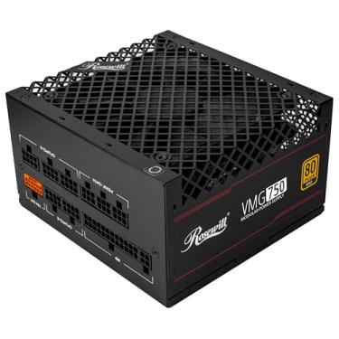 Imagem de Rosewill VMG 750W 80+ Gold, compatível com ATX 3.0 e 3.1, fonte de alimentação de baixo ruído modular, conector PCIe 5.1 12V-2x6, capacitor 100% japonês, ventilador silencioso FDB de 120 mm - Garantia