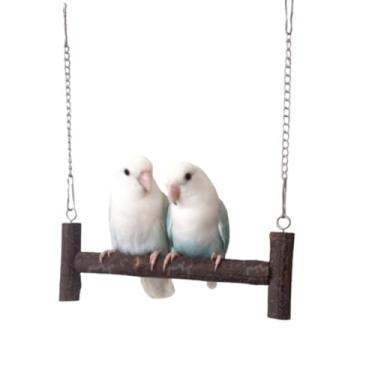 Imagem de Baloiço de pássaros para animais de estimação, brinquedos de gaiola de papagaio, brinquedos de balanço de madeira natural para periquito, calopsita, periquito, periquito, periquito, periquito