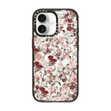 Imagem de CASETiFY Capa Impact para iPhone 17 [fina/compatível com Magsafe/2,5 m. Proteção contra quedas de grau militar 4X] - Vintage Flower Monday - Preto transparente