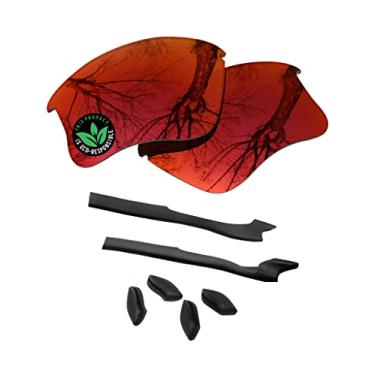 Imagem de Raydi Lentes de reposição de policarbonato e kits de borracha para óculos de sol retangulares Oakley Half Jacket 2.0 XL - Espelhado vermelho fogo - Polarizado