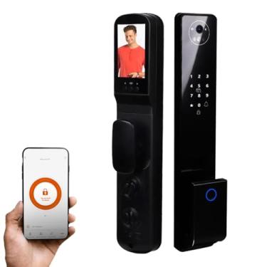 Imagem de Fechadura Reconhecimento Facial Alto Padrão Wifi A prova de água Tuya Smart App Abertura Remota