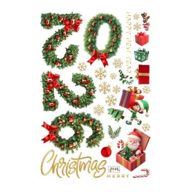 Imagem de Fenteer Adesivos de janela de Natal, decalques de feriado, decoração de Natal de longo prazo para áreas internas e externas, adesivos de janela para quarto,