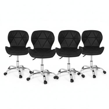 Imagem de Conjunto 4 Cadeiras Office Eiffel Slim Giratória Ajustável Preta
