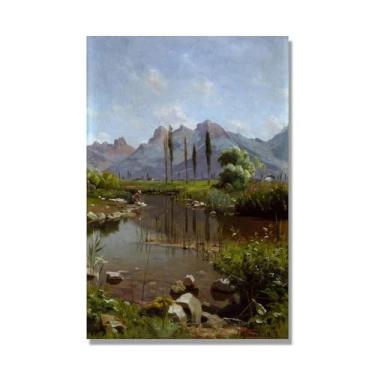 Imagem de Pinturas a óleo famosas, (paisagem 18) por Peder Mork Monsted, reprodução impressa em tela, arte de cenário para decoração de sala de estar. Somente tela de 60 x 90 cm - 23,7 x 35,5 pol