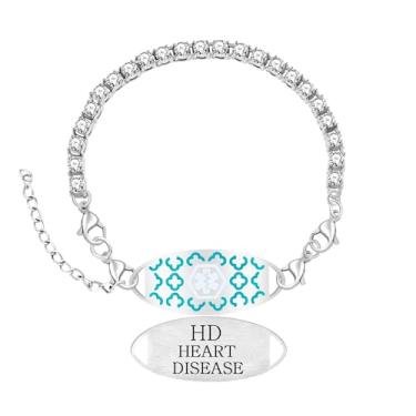 Imagem de Zircobic Pulseira feminina de identificação médica com corrente de tênis de zircão branco, placa gravada intercambiável, fecho lagosta ajustável, leve, hipoalergênica, para corrida, ao ar livre, uso