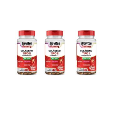 Imagem de Kit 3 Colágeno Tipo II 3x30 gomas Vitamina C e E Unilife Bioviton-Unissex