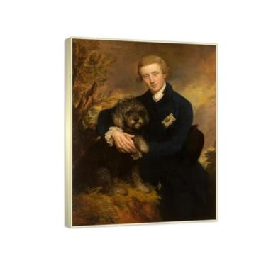 Imagem de Pintura famosa de arte de parede - (Retrato de Henry) de Thomas Gainsborough - Reproduções impressas em tela - Imagens para decoração de sala de estar (30 x 40 cm (11,8 x 15,7 pol)/molduras champanhe)