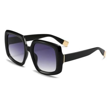 Imagem de JRLLFD Óculos de sol coloridos femininos com armação degradê, masculino e feminino, UV400, retrô, luxo (preto)