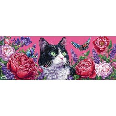 Imagem de Reofrey Kits de arte de diamante grande para gatos adultos, 30 x 80 cm/12 x 31,5 polegadas, kit de pintura de diamante grande com strass redondo, animais, tela bordada de ponto cruz DIY para