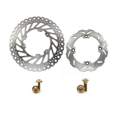 Imagem de Arashi Discos de freio dianteiros traseiros rotores com parafusos de montagem para Honda CR125R CR125E 1995-1997, CR250R 1995-1996, CR500R CR500E 1995-2001, peças de acessórios de substituição de